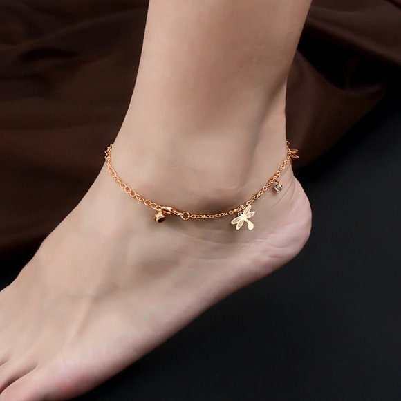 Sweet Simple Dragonfly Shape Anklets Chain - Picture 1 of 5